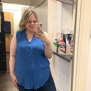 NWT, torrid blue button up blouse, size 2
